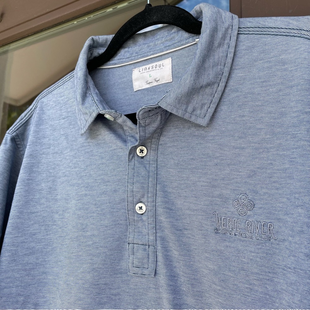 LINKSOUL Blue "Verde River" Golf Polo L